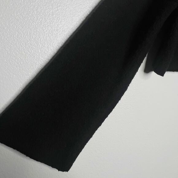 FREE PEOPLE Cropped Sweater High Neck Flared Sleeve Raw Hem Black Womens Size S - Picture 5 of 8